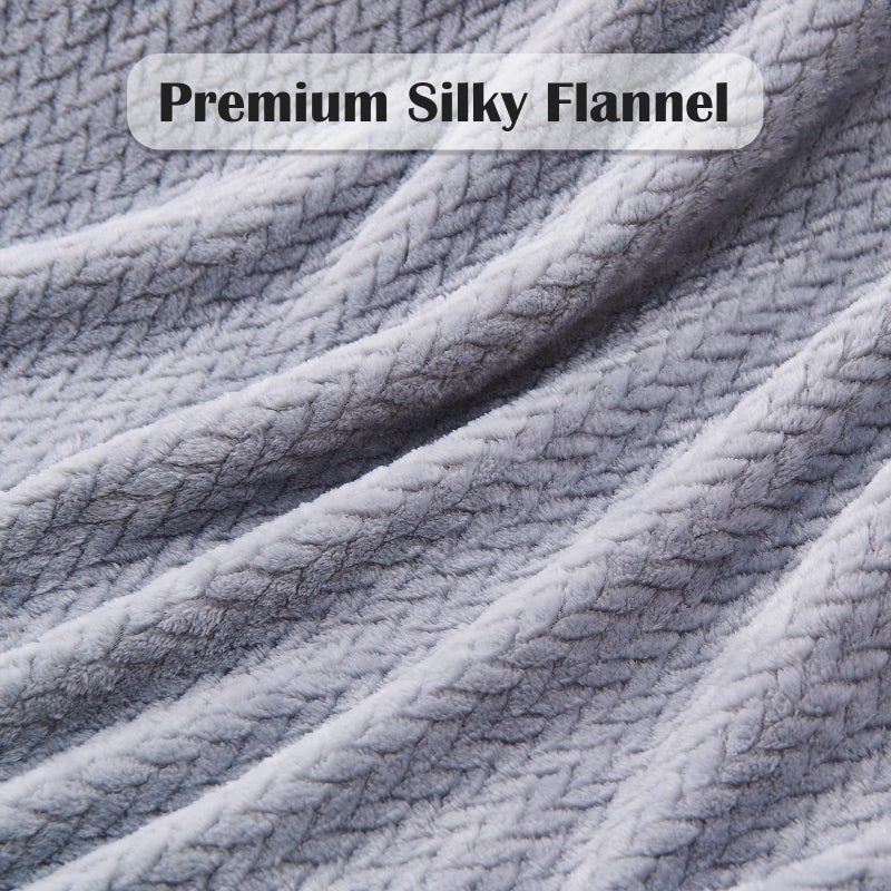 NEWCOSPLAY Super Soft Throw Blanket Grey Premium Silky Flannel Fleece Leaves Pattern Lightweight Bed Blanket All Season Use (Grey, Throw(50"x60")) - Image 5